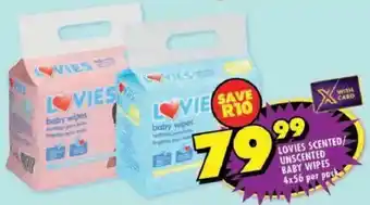 Shoprite Lovies scented/ unscented baby wipes offer