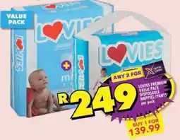 Shoprite Lovies premium value pack disposable nappies/ pants offer