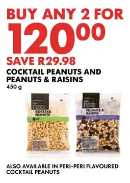 Woolworths Cocktail peanuts and peanuts & raisins offer
