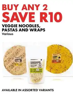 Woolworths Veggie noodles, pastas and wraps offer