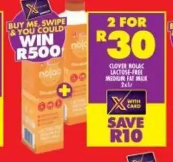 Shoprite Clover Nolac Lactose-Free Medium Fat Milk 2x1L offer