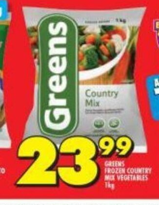 Shoprite Greens Frozen Country Mix Vegetables 1kg offer