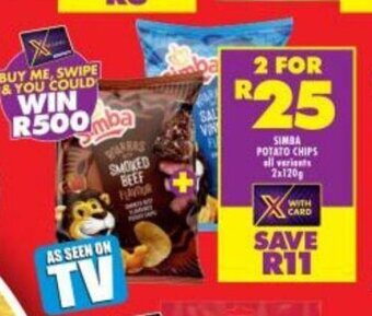 Shoprite Simba Potato Chips All Variants 2x120g offer