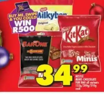 Shoprite Nestle Minis Chocolate Fun Bag All Variants 157g / 200g / 210g each offer