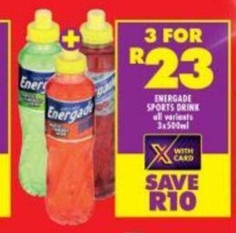 Shoprite Energade Sports Drink All Variants 3x500ml offer