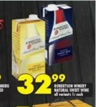 Shoprite Robertson Winery Natural Sweet Wine All Variants 1L each offer
