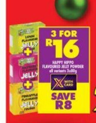 Shoprite Happy Hippo Flavoured Jelly Powder All Variants 3x80g offer