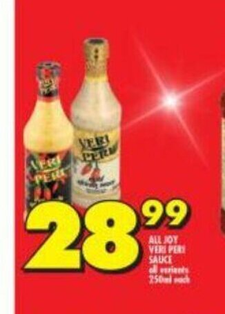 Shoprite All Joy Veri Peri Sauce All Variants 250ml each offer