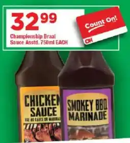 OK Grocer Championship Braai Sauce Asstd. offer