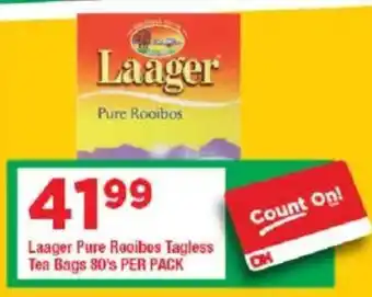 OK Grocer Laager Pure Rooibos Tagless Tea Bags offer