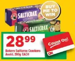 OK Grocer Bakers Salticrax Crackers Asstd. offer