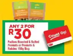 OK Grocer Padkos Roasted & Salted Peanuts or Peanuts & Raisins offer