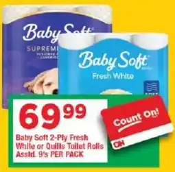 OK Grocer Baby Soft 2-Ply Fresh White or Quilts Toilet Rolls Asstd. offer