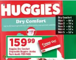 OK Grocer Huggies Dry Comfort Disposable Nappies Jumbo Pack Asstd. offer