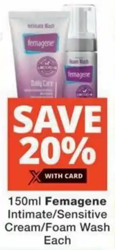 MediRite Femagene Intimate/ Sensitive Cream/ Foam Wash offer