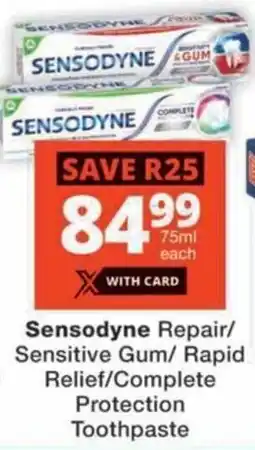 MediRite Sensodyne Repair/ Sensitive Gum/ Rapid Relief/ Complete Protection Toothpaste offer