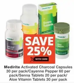 MediRite Medirite Activated Charcoal Capsules/ Cayenne Pepper/ Senna Tablets/ Aloe Vitamin Tablets offer