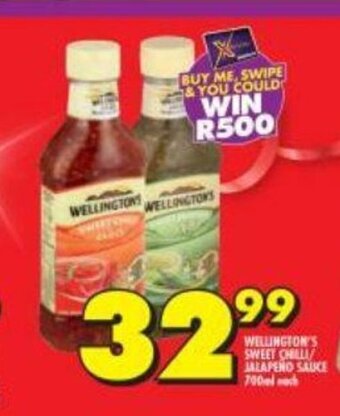 Shoprite Wellington's Sweet Chilli / Jalapeño Sauce 700ml each offer