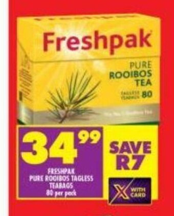 Shoprite Freshpak Pure Rooibos Tagless Teabags 80 per pack offer