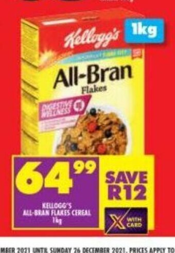 Shoprite Kellogg's All-Bran Flakes Cereal 1kg offer