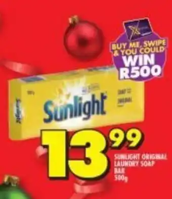 Shoprite Sunlight Original Laundry Soap Bar 500g offer