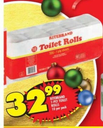 Shoprite Ritebrand 1-Ply Toilet Rolls 10 per pack offer