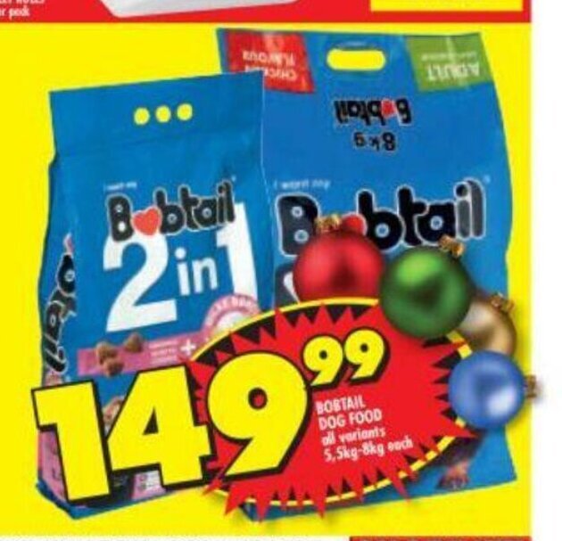 Bobtail Dog Food All Variants 5.5kg 8kg each offer at Shoprite