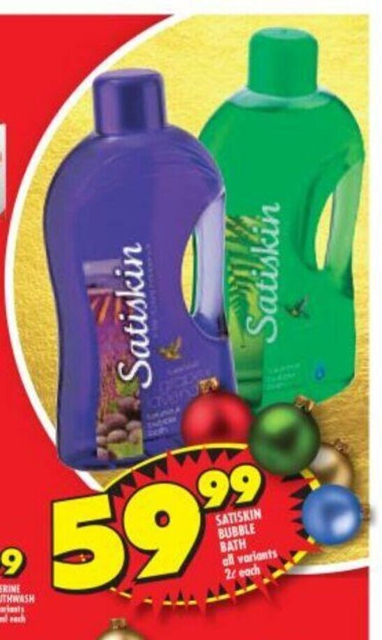 Satiskin Bubble Bath All Variants 2L Each offer at Shoprite