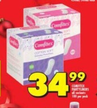 Shoprite Comfitex pantyliners All Variants 100 per pack offer