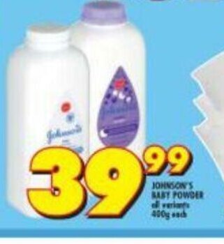 Shoprite Johnson's Baby Powder All Variants 400g each offer