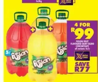 Shoprite Fusion Fruit Flavoured Dairy Blend Concentrate All Variants 4x5L offer