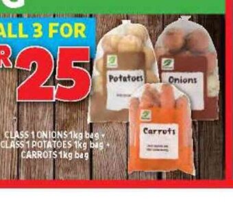 Usave Class 1 Onions 1kg Bag + Class 1 Potatoes 1kg bag + Carrots 1kg bag offer