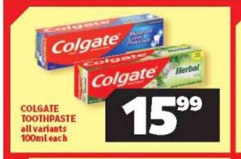 Usave Colgate Toothpaste All Variants 100ml each offer