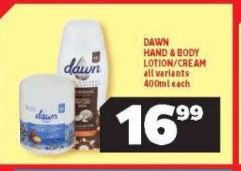 Usave Dawn Hand & Body Lotion/Cream All Variants 400ml each offer