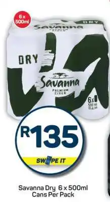 Pick n Pay Savanna Dry 6 x 500ml Cans Per Pack offer