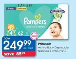 Clicks Pampers Active Baby Disposable Nappies Jumbo Pack offer