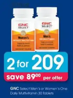 Clicks GNC Select Men's or Women's One Daily Multivitamin Tablets offer