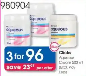 Clicks Clicks Aqueous Cream offer