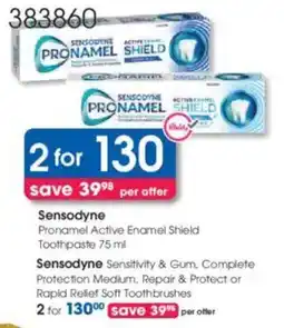 Clicks Sensodyne Pronamel Active Enamel Shield Toothpaste offer