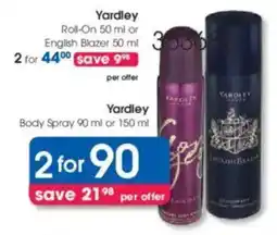 Clicks Yardley Body Spray offer