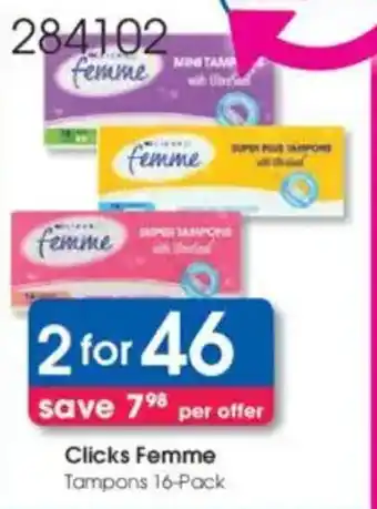 Clicks Clicks Femme Tampons offer