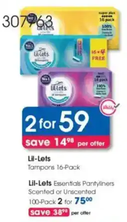 Clicks Lil-Lets Tampons offer