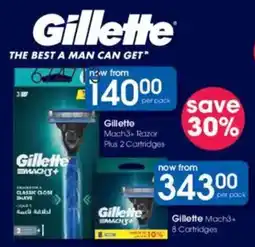 Clicks Gillette Mach3+ Razor Plus 2 Cartridges offer