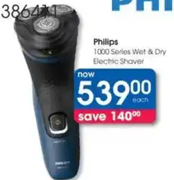 Clicks Philips 1000 Series Wet & Dry Electric Shaver offer