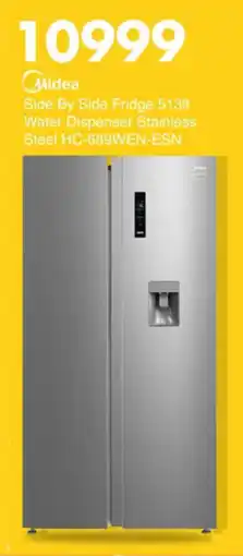Save Hyper Midea Side By Side Fridge Water Dispenser Stainless Steel offer