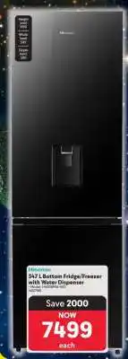 Makro Hisense 347L Bottom Fridge/Freezer with Water Dispenser offer