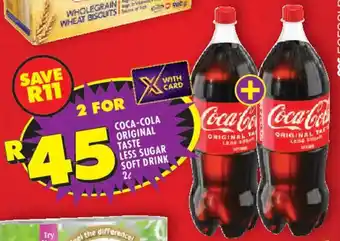 Shoprite Coca-cola original taste less sugar soft drink offer
