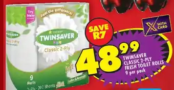 Shoprite Twinsaver classic 2-ply fresh toilet rolls offer