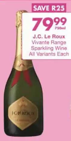 President Hyper J.C. Le Roux Vivante Range Sparkling Wine All Variants offer