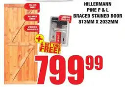 Boxer Build Hillermann pine F & L braced stained door offer